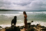 Gabi mit einem Rottweiler/Honolua Bay